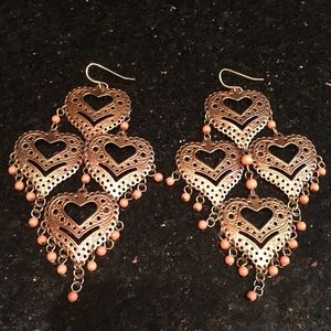 Heart Dangle Peach earrings